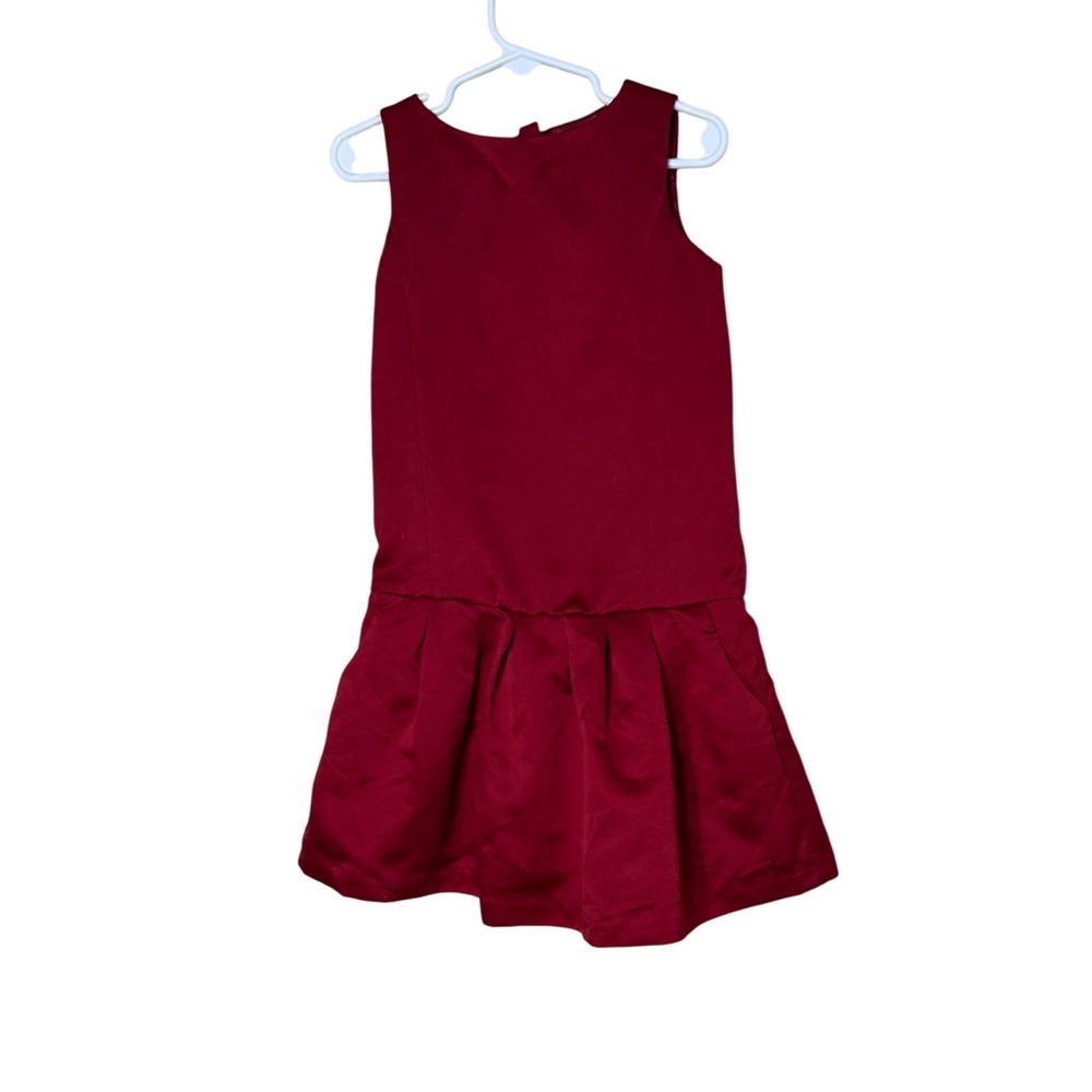 babyGap Kids Red Satin Pleated Drop Waist Dress with Pockets Size 5‎ Yrs Holiday